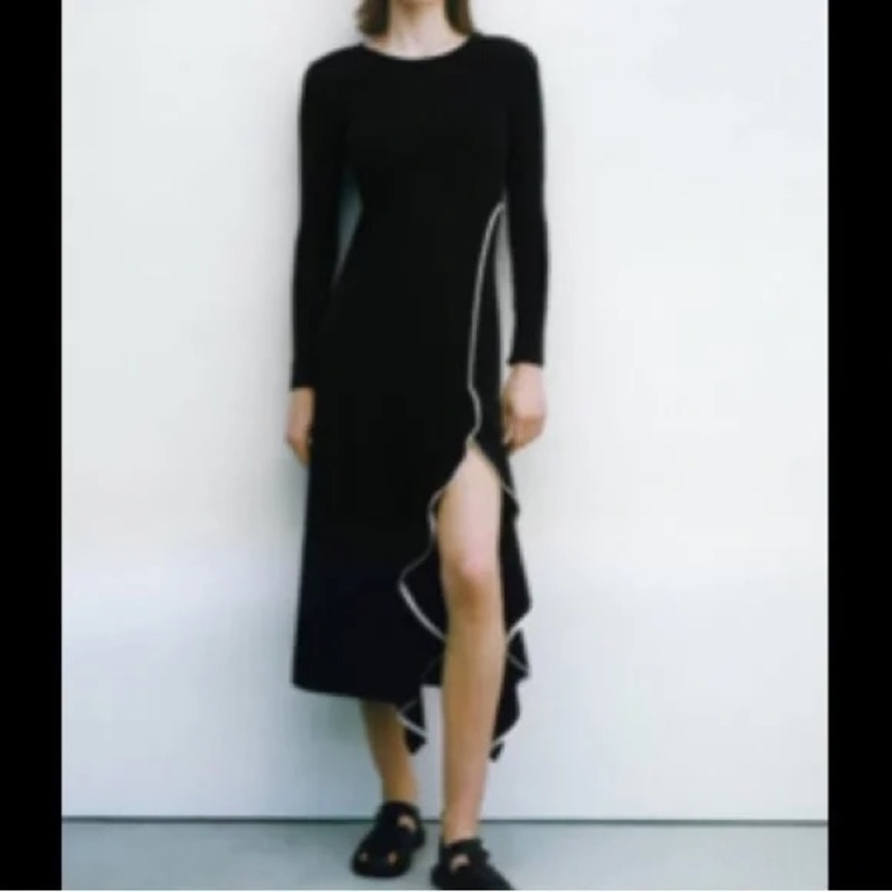 CLEARANCE SALE - ZARA Black Long-Sleeve Midi/Long Dress